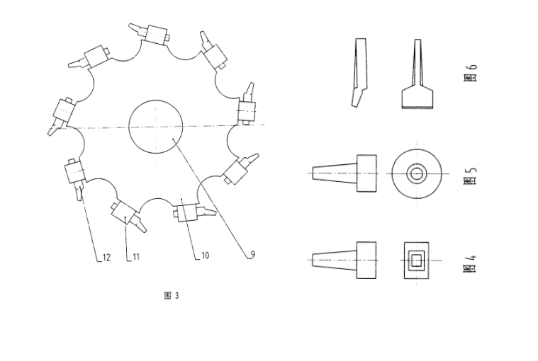 可排石錘刀式土壤破碎機(jī)的結(jié)構(gòu)示意